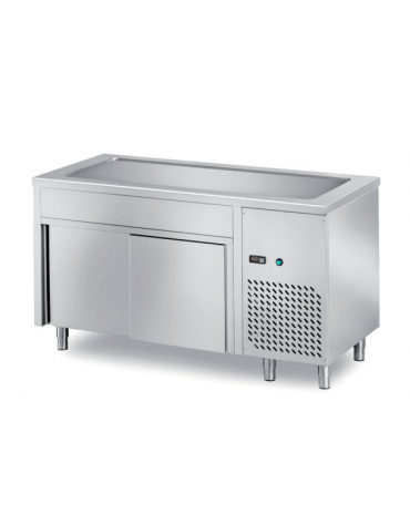 ELEMENTO INOX AISI 304 CON VASCA H. 30 REFRIGERATA E VANO INFERIORE CHIUSO - CM120x70x89h