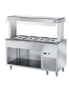 ELEMENTO ISOLA CENTRALE INOX AISI 304 REFRIGERATO SELF-SERVICE, x5 GN 1/1 - VANO INFERIORE APERTO - CM 200x70x150h