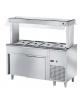 ELEMENTO ISOLA CENTRALE INOX AISI 304 REFRIGERATO SELF-SERVICE, x5 GN 1/1 - VANO INFERIORE CHIUSO - CM 200x70x150h