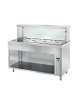TAVOLO INOX AISI 304 BAGNOMARIA SELF SERVICE x4 GN 1/1 - VETRO, LAMPADE RISCALDATE E VANO INFERIORE A GIORNO - CM. 150X70X130H