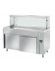 TAVOLO INOX AISI 304 SELF SERVICE PIANO SUPERIORE RISCALDATO - VETRO, LAMPADE RISCALDATE E VANO INFERIORE NEUTRO - CM 200X70X130