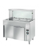 TAVOLO INOX AISI 304 BAGNOMARIA SELF SERVICE  x3 GN 1/1 - VETRO, LAMPADE RISCALDATE E VANO INFERIORE CALDO - CM. 120X70X130H