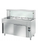 TAVOLO INOX AISI 304 BAGNOMARIA SELF SERVICE  x4 GN 1/1 - VETRO, LAMPADE RISCALDATE E VANO INFERIORE CALDO - CM. 150X70X130H