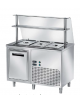 TAVOLO INOX AISI 304 REFRIGERATO SELF-SERVICE, x3 GN 1/1 - VANO INFERIORE REFRIGERATO E VETRO CURVO - CM 120x80x145h