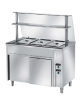 TAVOLO CALDO INOX AISI 304 BAGNOMARIA SELF SERVICE  x3 GN 1/1 - VANO INFERIORE NEUTRO E VETRO CURVO - CM. 120X80X145H