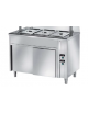 TAVOLO CALDO INOX AISI 304 BAGNOMARIA SELF SERVICE  x3 GN 1/1 - VANO INFERIORE NEUTRO - SENZA VETRO CURVO - CM. 120X80X89H