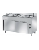 TAVOLO CALDO INOX AISI 304 BAGNOMARIA SELF SERVICE  x4 GN 1/1 - VANO INFERIORE NEUTRO - SENZA VETRO CURVO - CM. 150X80X89H