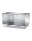 TAVOLO INOX AISI 304 A GIORNO SELF SERVICE CON SCHIENALE E PANNELLATURA SOTTOPIANO INOX - CM 100X70X89H