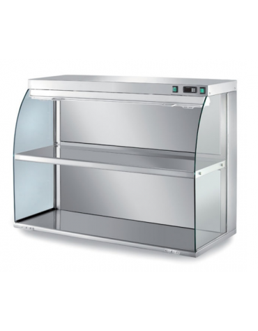 VETRINA RISCALDATA INOX AISI 304 AD INCASSO SELF SERVICE, 2 PIANI CON LAMPADA INFRAROSSI 30°/60° - CM 105x55x95H