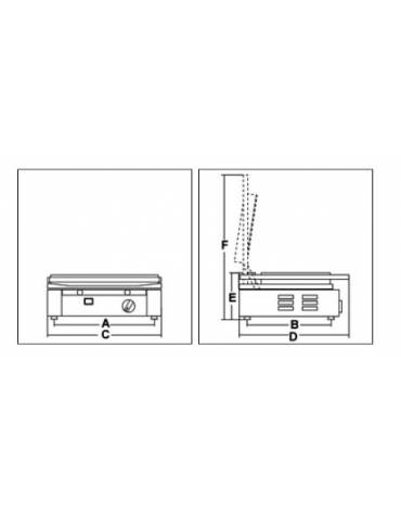 Piastra grill in vetroceramica media in acciaio inox - rigata sopra, liscia sotto -  piano cottura mm 400x300