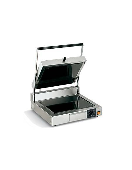 Piastra grill in vetroceramica media in acciaio inox - liscia sopra, liscia sotto -  piano cottura mm 400x300