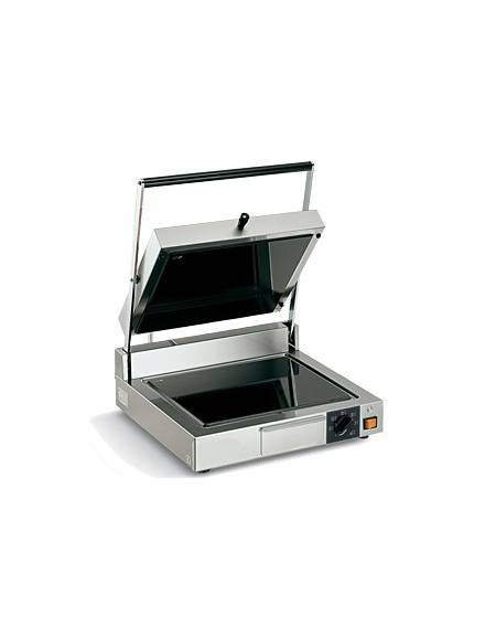 Piastra grill in vetroceramica doppia in acciaio inox - liscia sopra, liscia sotto -  piano cottura mm 550x300