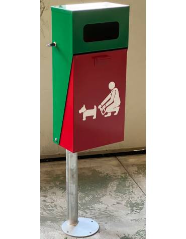 Cestino per escrementi dei cani con tettuccio - Da interrare - cm 26x65x123h