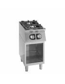 Cucina a gas professionale 2 fuochi su mobile vano aperto - N° 1 fuoco da 3,6 kW + N° 1 Fuoco da 6 kW - cm 40x70x90h