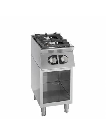 Cucina a gas professionale 4 fuochi su vano passante - fuochi 3x3,6 kW + 3x5 kW - cm 110x65x85h