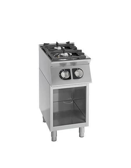 Cucina a gas professionale 4 fuochi su vano passante - fuochi 3x3,6 kW + 3x5 kW - cm 110x65x85h