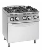 Cucina 4 Fuochi a gas MEDIA POTENZA con forno a gas GN 1/1 - cm 80x90x85/90h