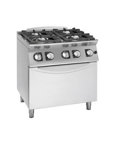 Cucina 4 Fuochi a gas MEDIA POTENZA con forno a gas GN 1/1 - cm 80x90x85/90h