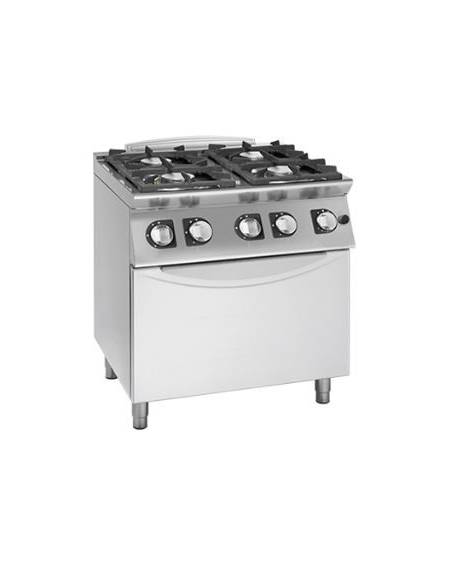 Cucina 4 Fuochi a gas MEDIA POTENZA con forno a gas GN 1/1 - cm 80x90x85/90h