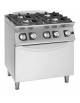 Cucina 4 Fuochi a gas con forno a gas GN 2/1 da 8 Kw - N° 2 Fuochi da 3,5 Kw + N° 2 Fuochi da 6 Kw - cm 80x90x90h