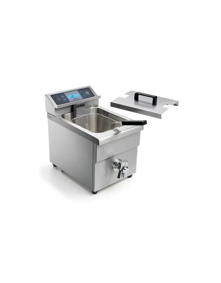 Friggitrice elettrica da banco in acciaio inox - 1 vasca - capacità 8 lt - mm 400x260x310h