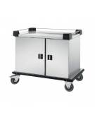 Carrello per prime colazioni in acciaio inox 18/10 - 2 vani con ante - capacità 10+10 x GN1/1 - cm 99x71,5x94h