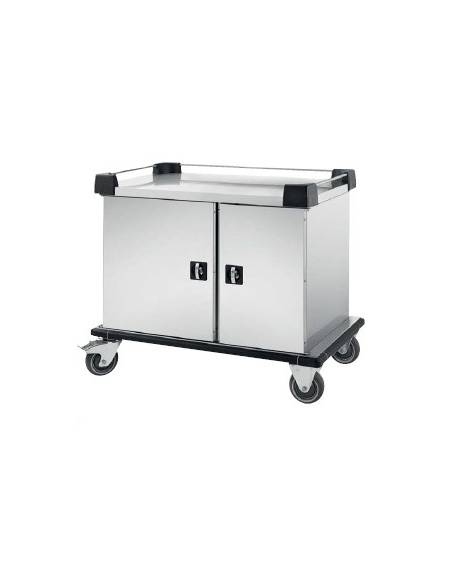 Carrello per prime colazioni in acciaio inox 18/10 - 2 vani con ante - capacità 10+10 x GN1/1 - cm 99x71,5x94h