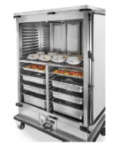 Carrello portateglie riscaldato, guide stampate - inox 18/10 AISI 304 - x22 teglie GN 2/1 o x44 GN 1/1 + griglia - cm 133,5x86