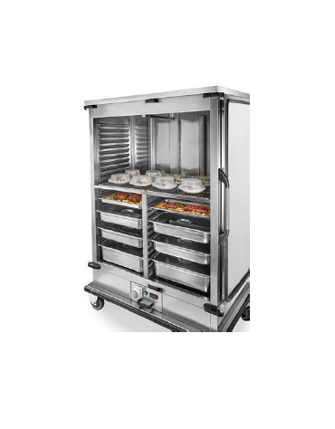 Carrello portateglie riscaldato, guide stampate - inox 18/10 AISI 304 - x22 teglie GN 2/1 o x44 GN 1/1 + griglia - cm 133,5x86x1