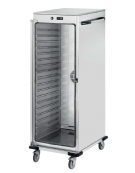 Armadio/carrello portateglie riscaldato in acciaio inox 18/10 AISI 304 - 2 vani 2 temperature - 7+7 teglie GN2/1 - cm 73x90,5
