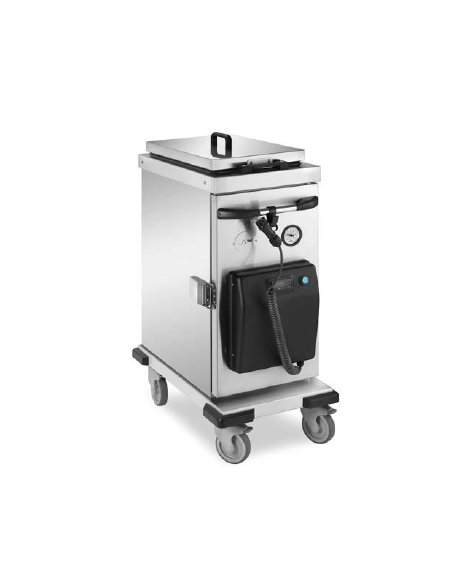 Carrello thermobox riscaldato con coperchio, in acciaio inox 18/10 AISI 304 -  12 Teglie GN 1/1 - cm 55x81x111,5h