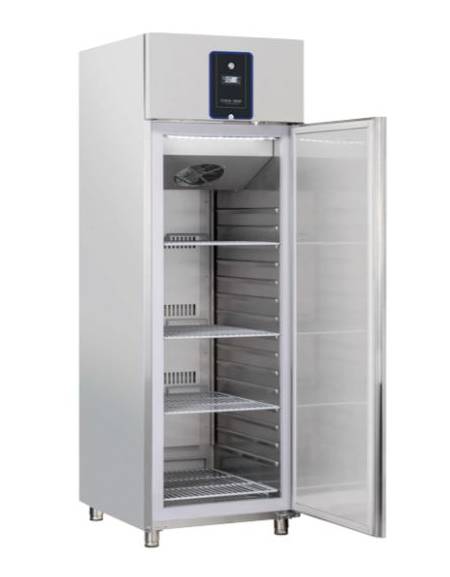 Armadio frigorifero inox 1 porta - Lt. 546 - Ventilato -2/+8°C - Tropicalizzato in Classe A - Guide stampate -cm 70x85x204,5h