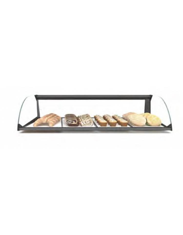 Vetrina neutra da banco per colazione ad 1 fronte con vetri curvi cm.  119x38x17h - N° 1 ripiano 