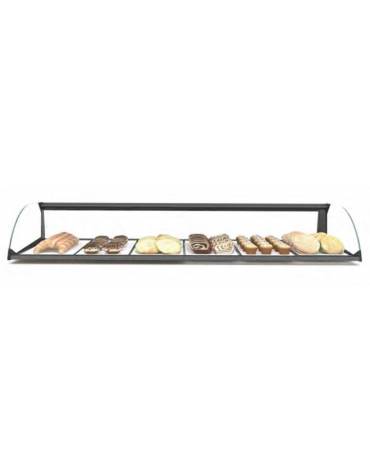 Vetrina bar neutra porta brioches in plexiglass e legno con 2 ripiani - mm 700x350x385h