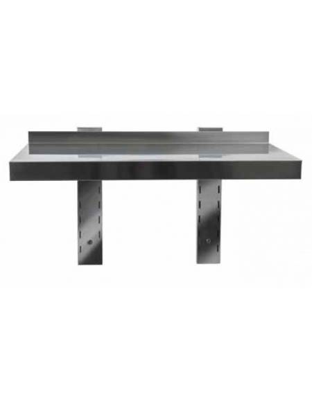 Mensola inox a muro con alzatina - Dimensioni cm 140x40x4h - altezza staffa 40 cm