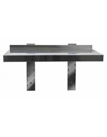 Mensola inox a muro con alzatina - Dimensioni cm 160x40x4h - Altezza staffe 40 cm