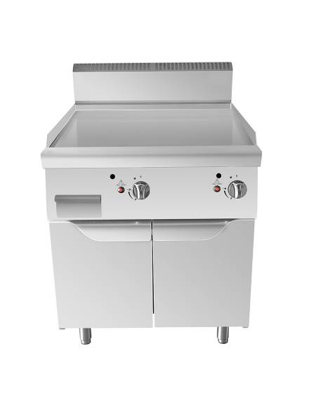 Fry Top a gas su vano con 2 porte, piastra 2/3 liscia 1/3 rigata - potenza totale 14 kW - cm 80x90x87h