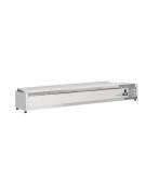 Vetrina refrigerata per banco pizza con coperchio inox - capacità n.8 bacinelle GN 1/4 - cm 180x33,5x28,1h