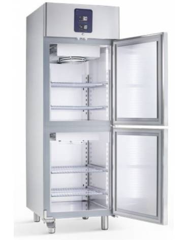 Armadio Combinato Refrigerato GN 2/1 in Acciaio Inox a doppia temperatura (TN + TN) con 2 sportelli CM 71X80X203H