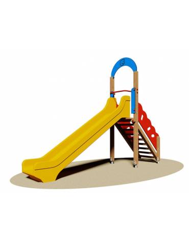 Scivolo in vetroresina e scala di risalita in legno per parchi gioco - bambini da 2 a 12 anni - cm 395x100x307h