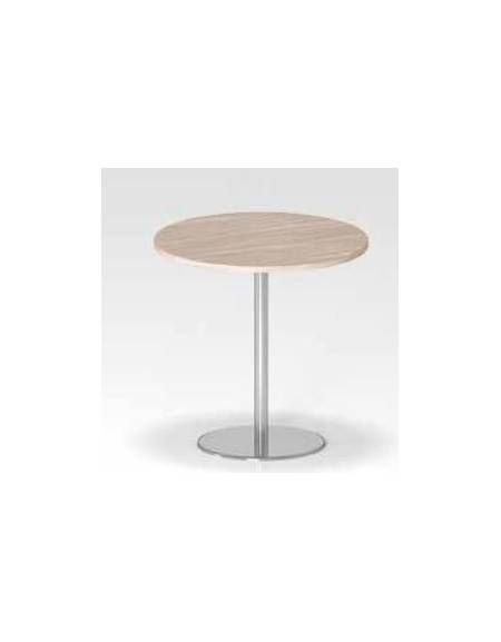 Tavolo riunione circolare tondo diametro cm 80 con gamba centrale in colore grigio-Piano in melaminico vari colori-Altezza cm 73