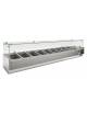 Vetrina refrigerata pizzeria statica inox con vetro superiore-9 bacinelle GN1/3-Temperatura +2° +8°C-cm 200x39,5x43,5h