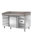 Banco refrigerato pizza 60x40 1 porta + 7 cassetti - temperatura -2°+8°C - mm 1515x800x1050h