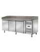 Banco pizza refrigerato ventilato, 3 porte - piano in granito e vetrina - temperatura -2/+8°C - mm L 2025x800x1050h