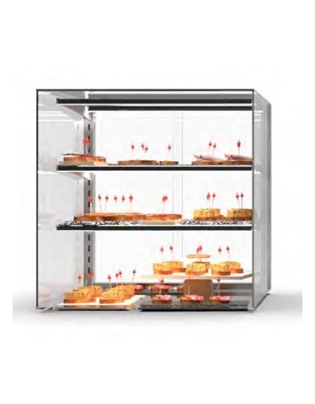 Vetrina neutra da banco per brioches cm 89x49,5x55h - N° 3 Piani espositivi - Montanti in alluminio/argento
