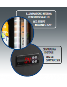 Espositore refrigerato ventilato - 1 porta battente, temp +2° C/ +10° C - 105 litri - colore nero - mm 360x408x1880h