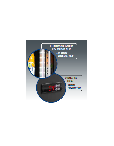 Espositore refrigerato ventilato - 1 porta battente, temp +2° C/ +10° C - 105 litri - colore nero - mm 360x408x1880h