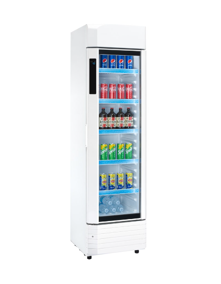 Espositore refrigerato ventilato - 1 porta battente, temp 0° C/ +10° C - 210 litri - mm 495x512x1820h