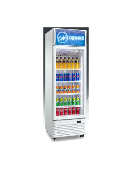 Espositore refrigerato ventilato per bibite - 1 porta battente, temp +2° C/ +10° C - 340 litri - mm 620x690x1965h