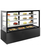 Espositore vetrina refrigerata pasticceria ventilata +2 +8°C in acciaio colore Nero - antiappannamento - cm 184x68,8x141h